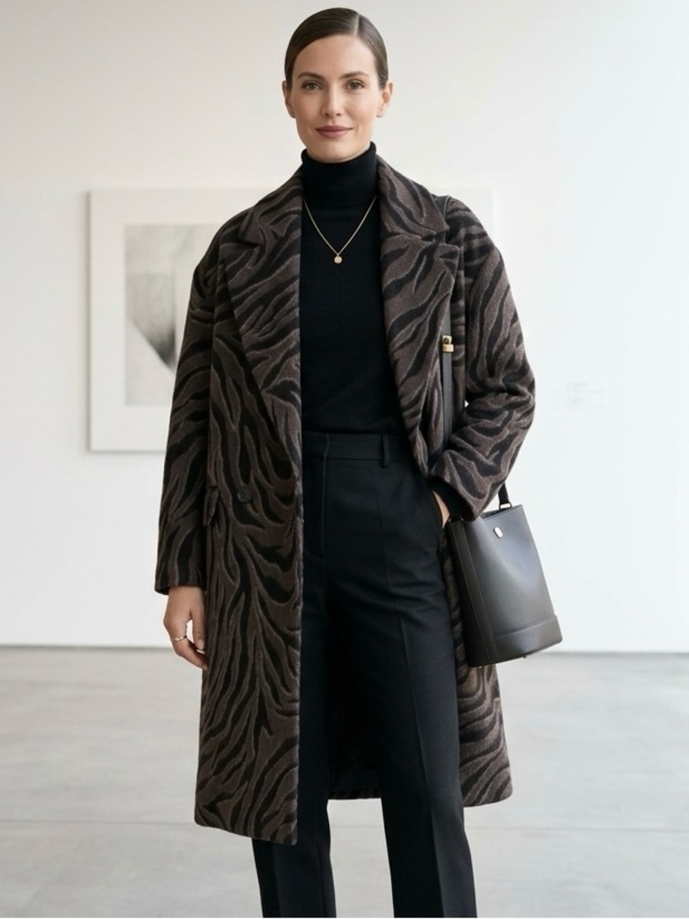 𝐙𝐀𝐑𝐀 Zebra Print  Coat Brown Black XS - Picture 16 of 16